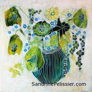 painting flowers from imagination by North Vancouver artist Sandrine Pelissier