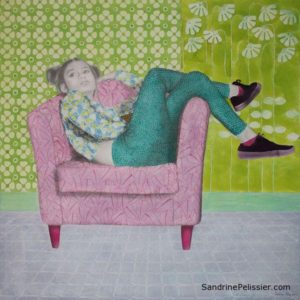 portrait painting with patterns by North Vancouver artist Sandrine Pelissier