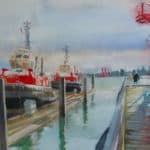 the quay north vancouver watercolor painting