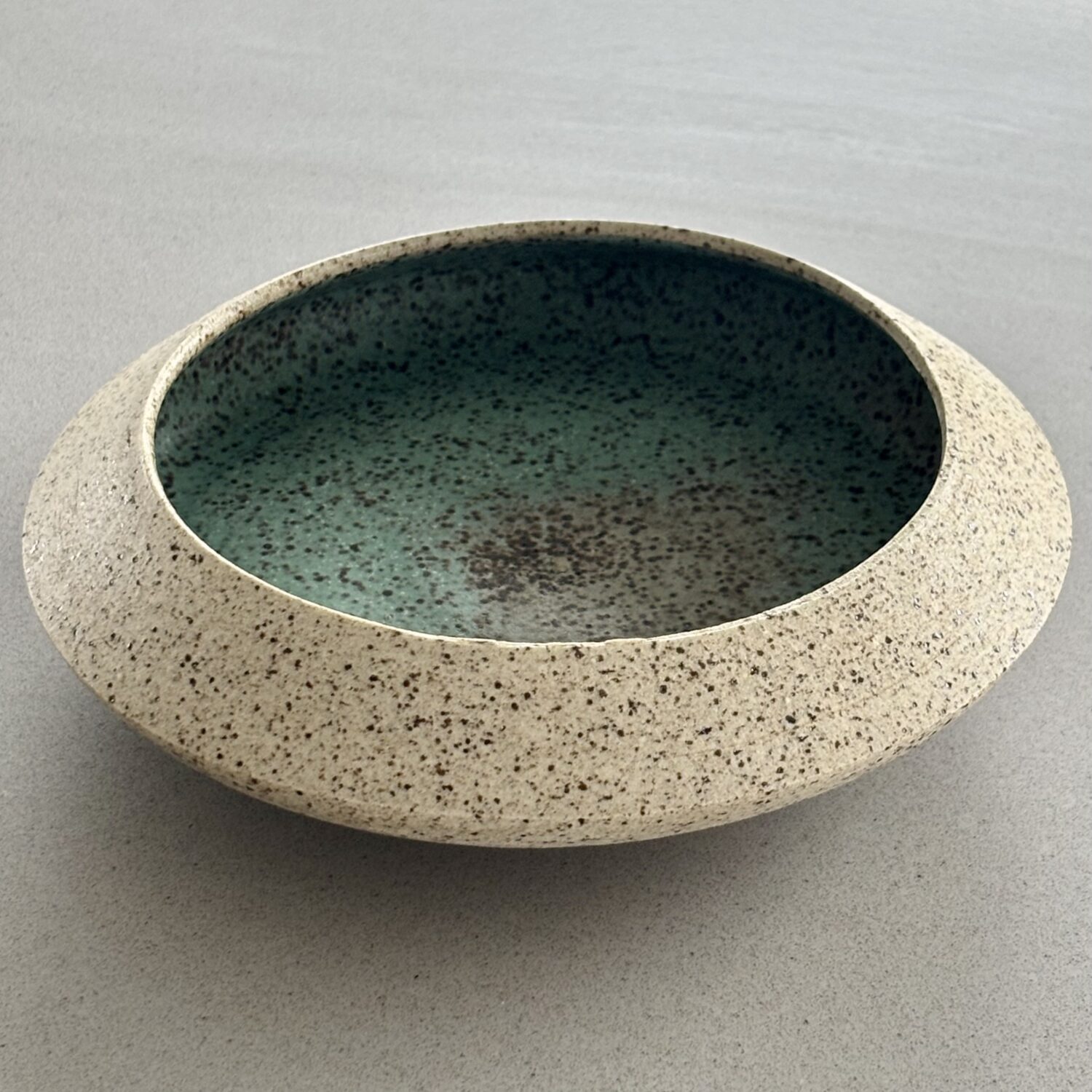 Small Angled Bowl with Turquoise Glaze Inside - Image 3