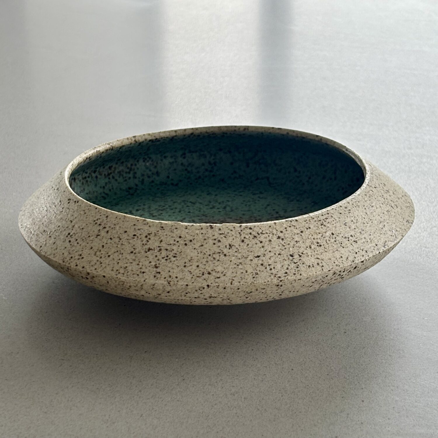 Small Angled Bowl with Turquoise Glaze Inside