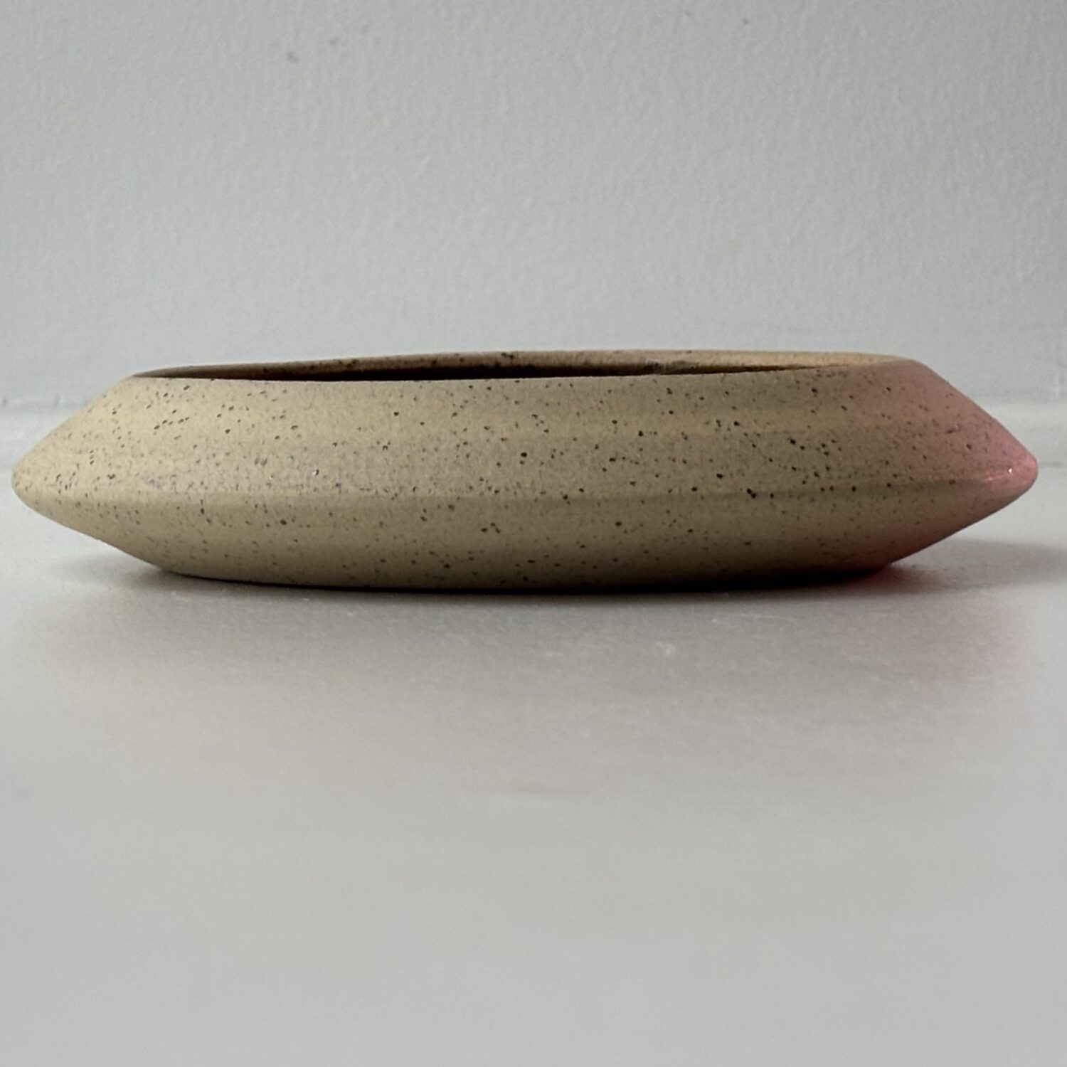 Small Angled Bowl with Green Glaze Inside - Image 2