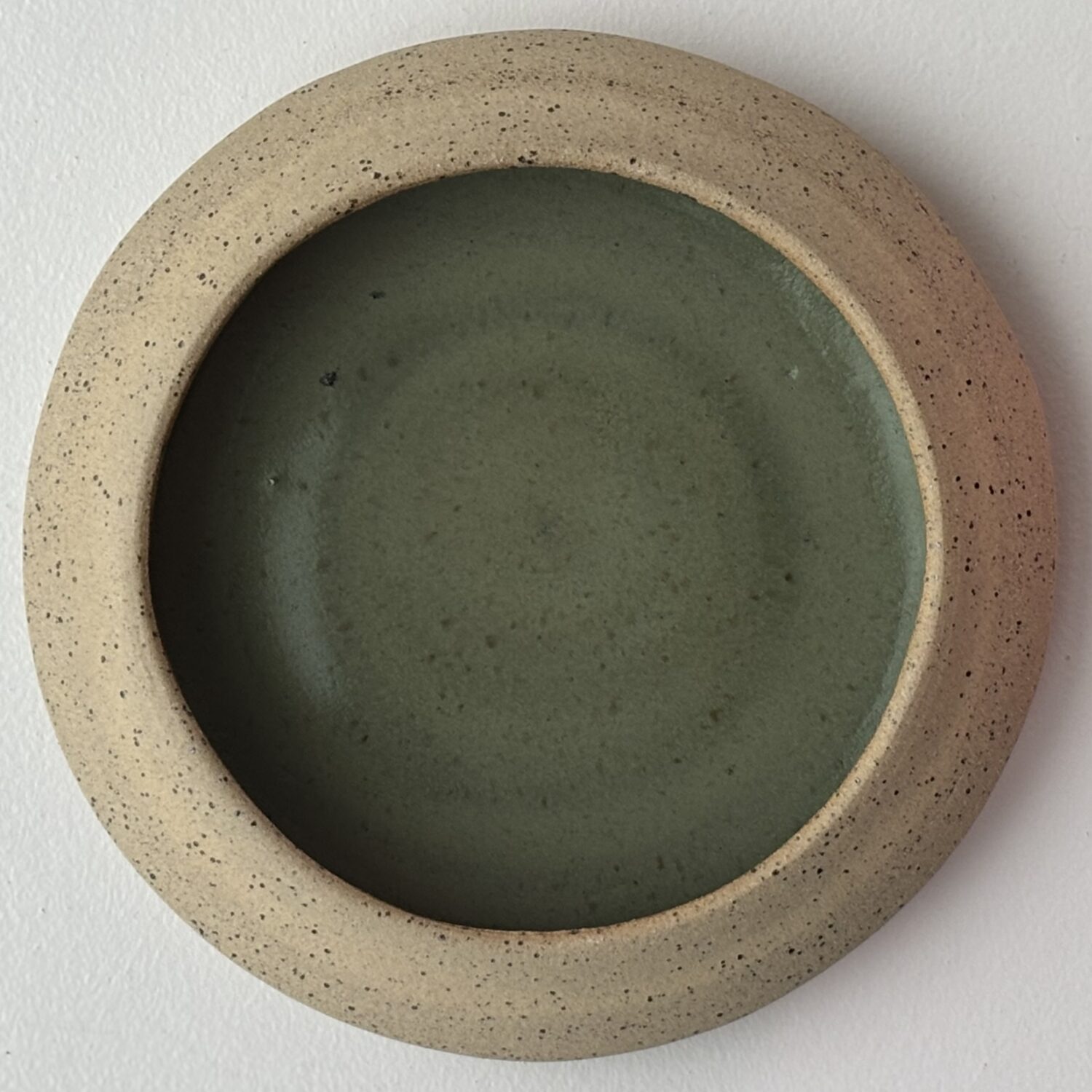 Small Angled Bowl with Green Glaze Inside