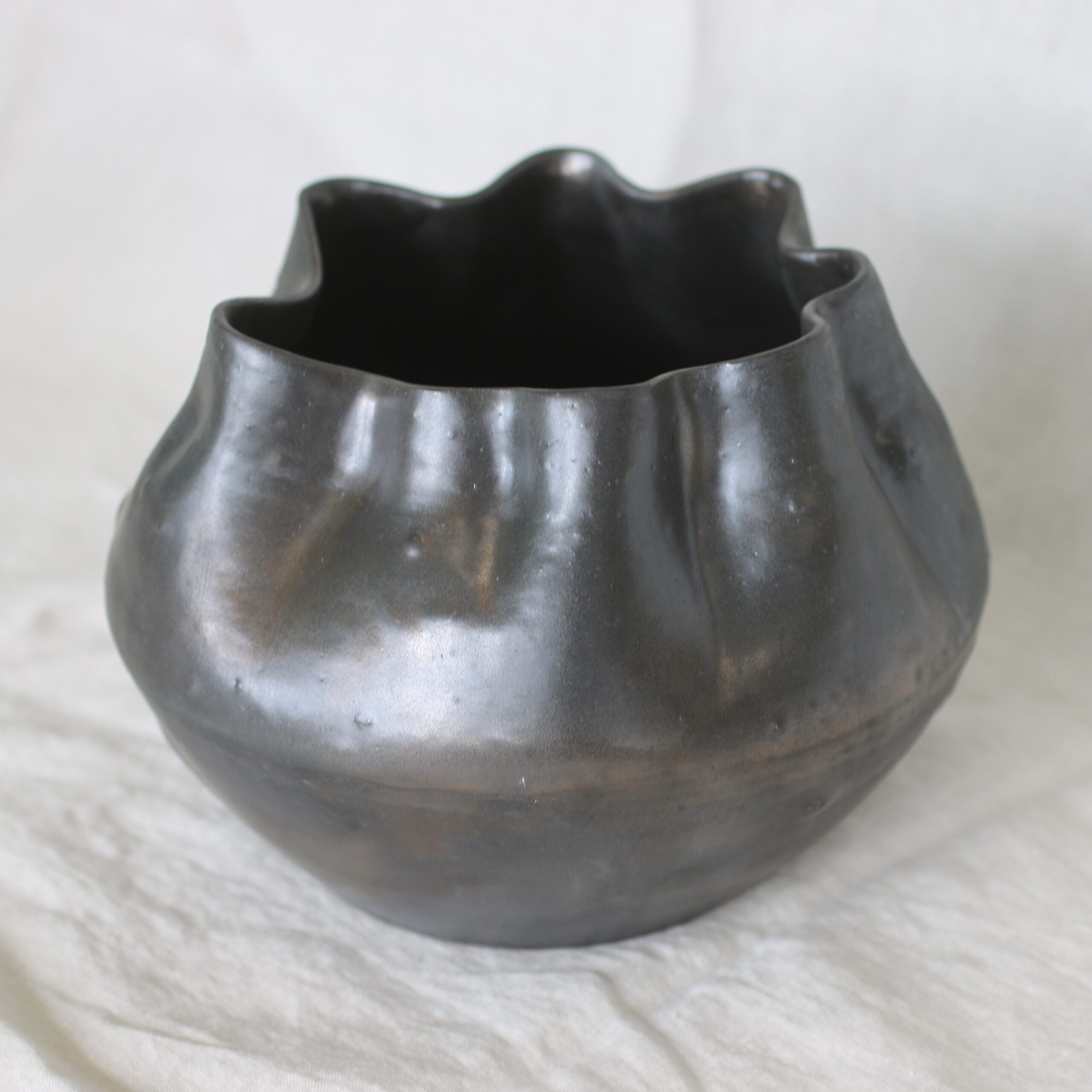 The Ruffled Antique Brass Vase