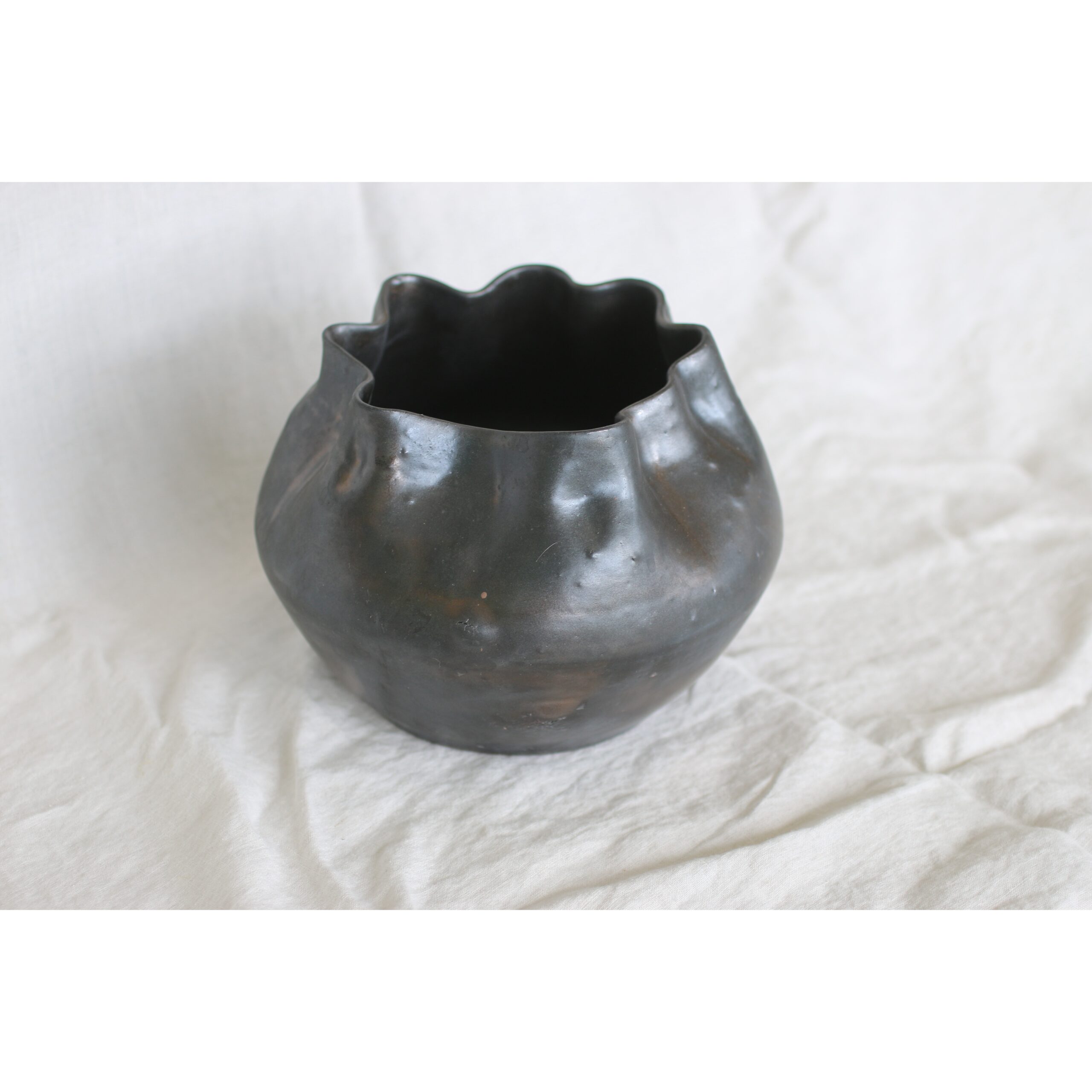 The Ruffled Antique Brass Vase - Image 2